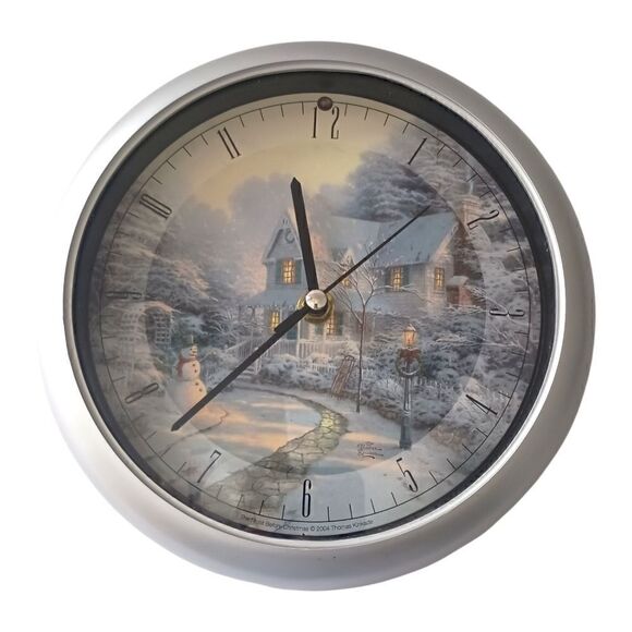 Thomas Kinkade Wall Clock 2004 The Night Before Christmas Musical Winter VIDEO. - Picture 10 of 14